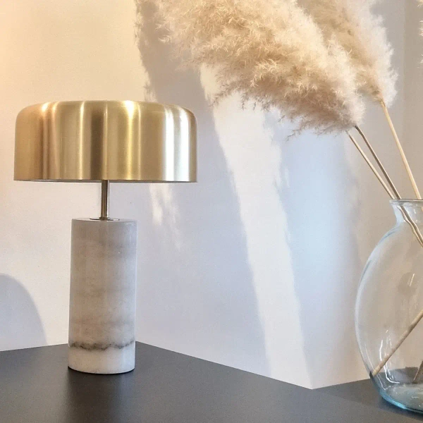 Stołowa lampka MIRASOL 34540/03/31 Lucide marmurowa biały złoty