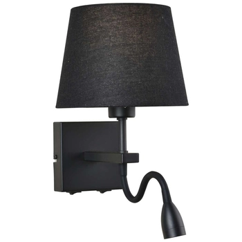 Klasyczna LAMPA ścienna NORTE WL-1122-2-BL-BM-RO-BL Italux klasyczna OPRAWA z peszlem LED 3W 3000K abażurowa czarna