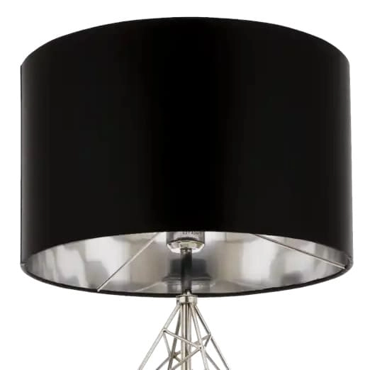 Lampka stołowa Caracas t01960ch Cosmolight metal tkanina srebrna czarna
