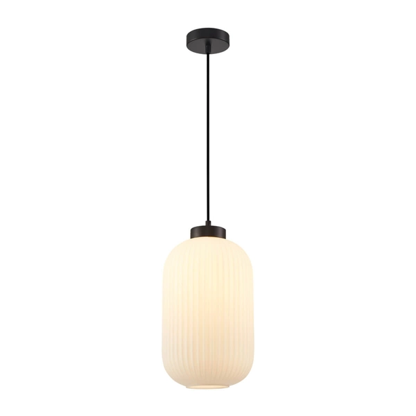 Zwisająca lampa nad stół Lindo PND-52636-1-BK Italux szkło biały czarny