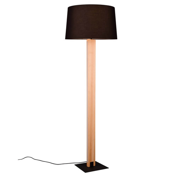 Metalowa lampa stojąca Rahul 447610232 z wtyczką do pokoju czarna brązowa