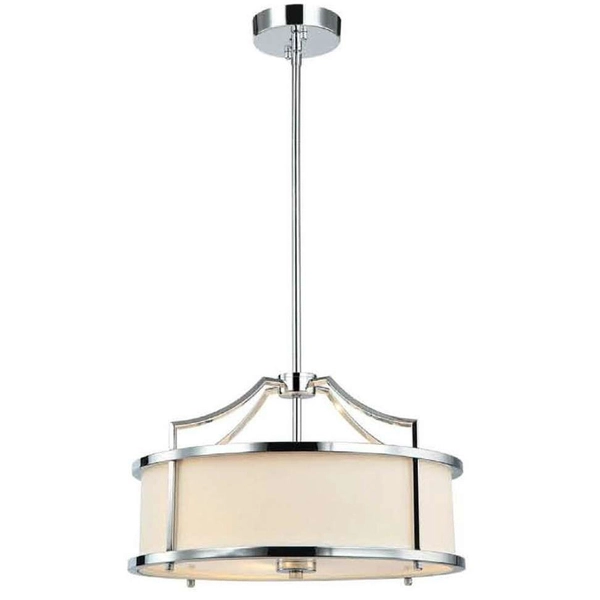 LAMPA okrągła Stanza Cromo S Orlicki Design wisząca OPRAWA abażurowa w stylu klasycznym kremowa chrom