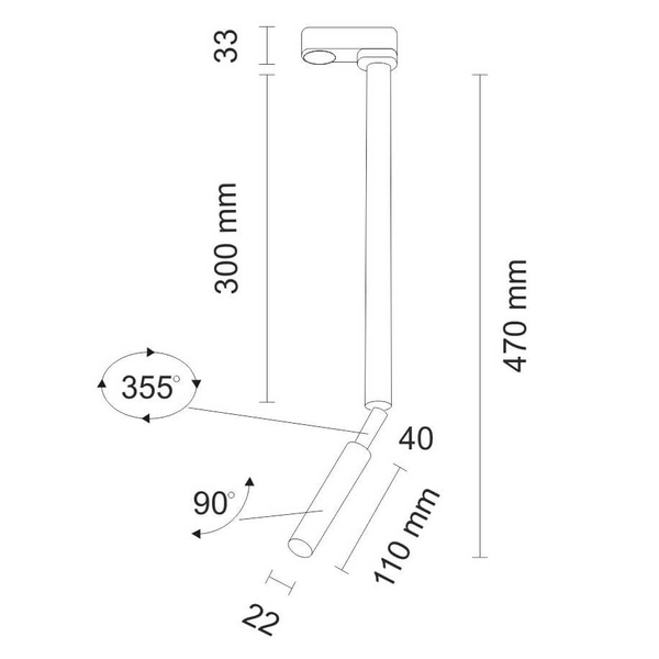 LAMPA sufitowa KOSAME 7870 Shilo regulowana OPRAWA metalowa do systemu szynowego czarna