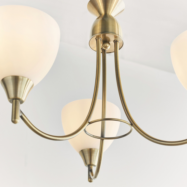 Lampa wisząca Alton 1805-3AN Endon potrójny szklany kielich mosiądz
