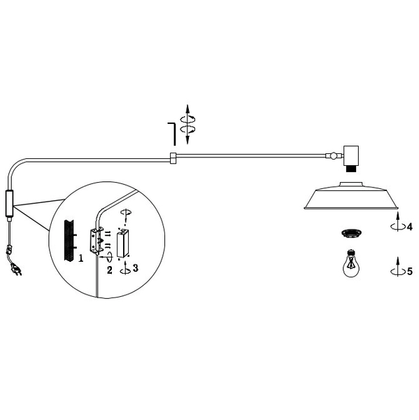 Industrialna LAMPA ścienna BOLDER 200300132 Trio metalowa OPRAWA loftowy kinkiet czarny