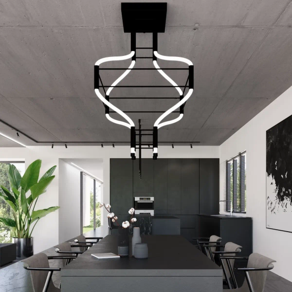 Ledowa lampa wisząca do salonu Alha 9070 Dohar 14W 4000K metal czarny biały