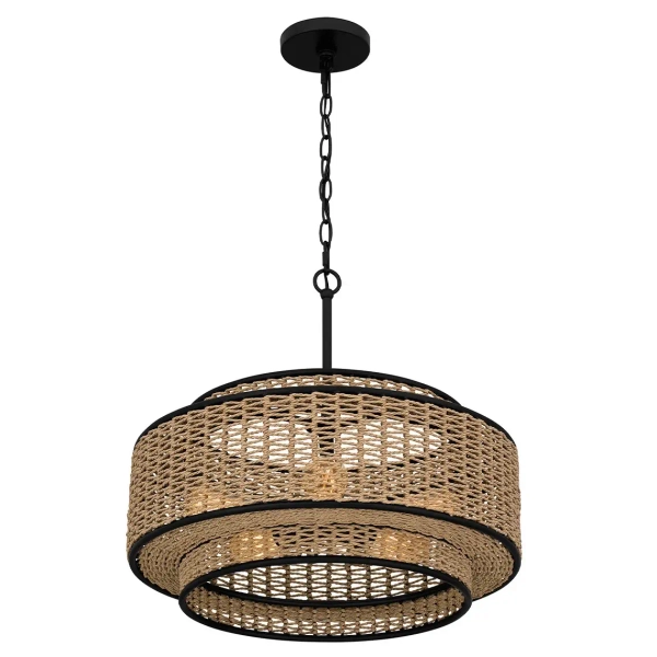 Ekologiczna lampa wisząca Teton QZ-TETON-5P-MBK naturalna lina