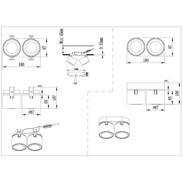 Lampa nasufitowa TAURUS 652910232 Trio LED 5W 3000K do jadalni czarna