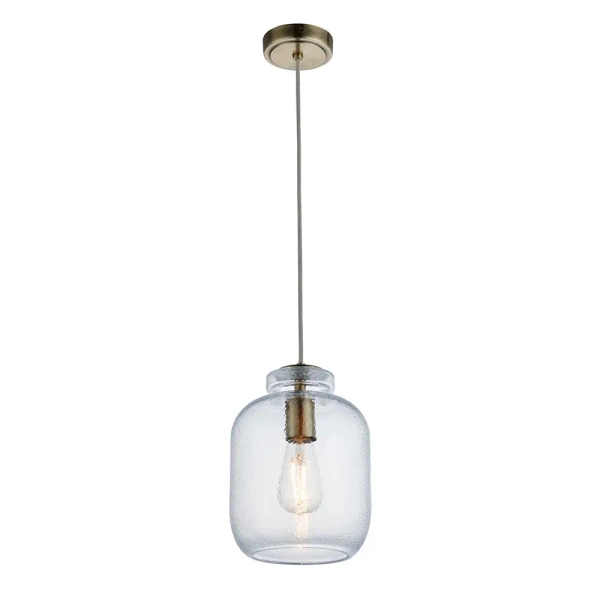 Szklana lampa wisząca Lyra 106923 do jadalni mosiądz przezroczysta