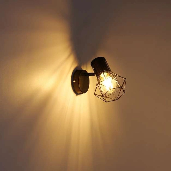 Druciana LAMPA ścienna PRISKA 54017-1 Globo regulowana OPRAWA metalowy reflektorek industrialny czarny