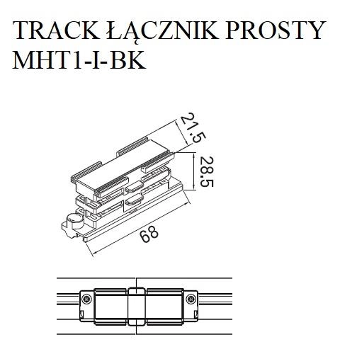 Łącznik prosty do szynoprzewodów 3-fazowych Track MHT1-I-BK Maxlight czarny