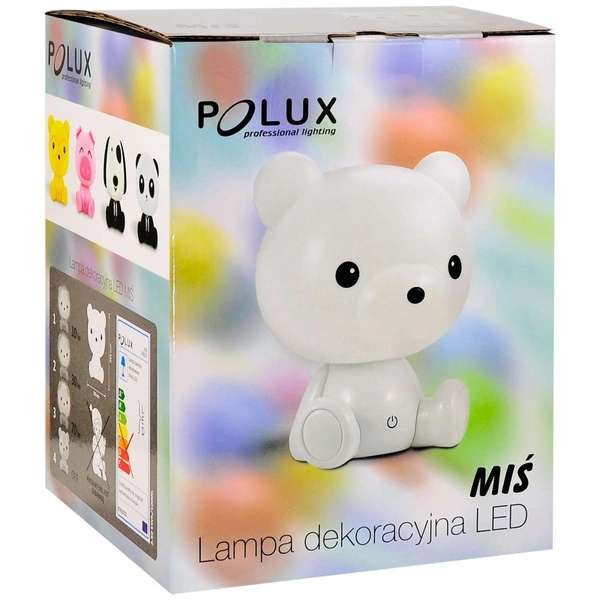 Stojąca lampa MIŚ LED 308221 do pokoju dziecięcego LED 2,5W animals biała