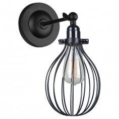 Kinkiet LAMPA ścienna LESTO MBM-2676/1 BK Italux metalowa OPRAWA druciana klatka czarna