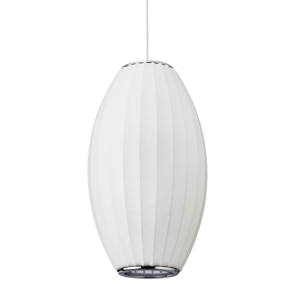 Jedwabna lampa zwis SILK ST-2335-30 do salonu tkanina biała