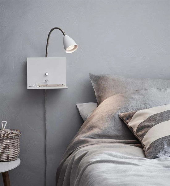 Kinkiet LAMPA ścienna LOGI 107140 Markslojd regulowana OPRAWA na peszlu REFLEKTOREK do czytania biały