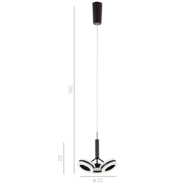 LAMPA wisząca METIS AD16002-3A COFFEE Italux modernistyczna OPRAWA zwis LED 14,4W 3000K pierścienie ring brązowe białe
