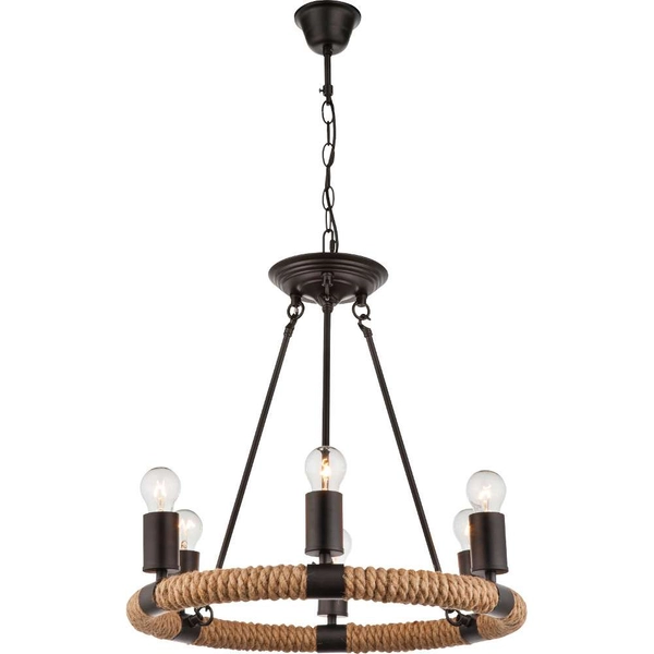 LAMPA wisząca ULLEU 69029-6 Globo rustykalny ŻYRANDOL na łańcuchu OPRAWA zwis koło czarna findlay