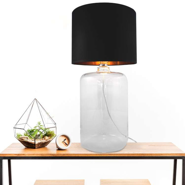 Nocna lampa stojąca AMARSA 5508BKGO szklana czarna przezroczysta