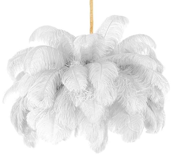 Lampa wisząca Tiffany MSE1501100525 strusie pióra białe złote