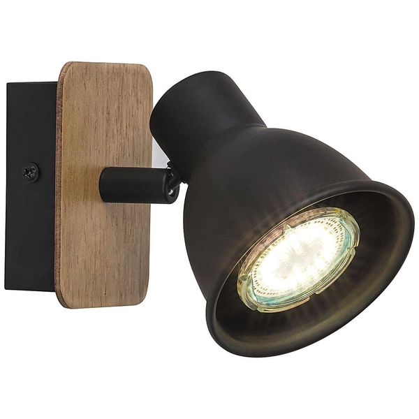 Kinkiet LAMPA ścienna MAC 5902 Rabalux metalowa OPRAWA skandynawski reflektorek regulowany drewno czarny