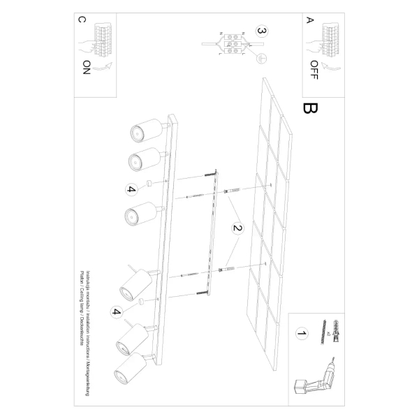 Wielopunktowa lampa sufitowa RING SL.1505 tubki regulowane oliwkowe