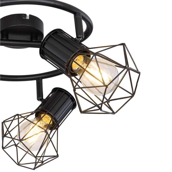 Druciana LAMPA sufitowa PRISKA 54017-3 Globo metalowa OPRAWA plafon industrialne reflektorki spirala czarna