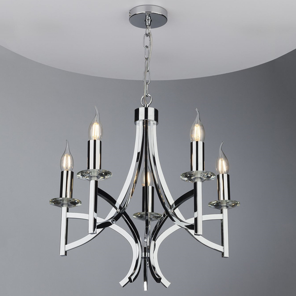Świecznikowy żyrandol Lyon LYO0550 Dar Lighting na łańcuchu chrom