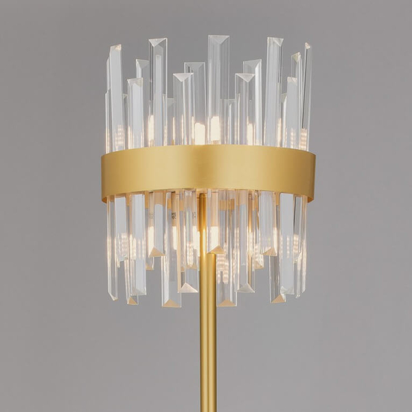 Podłogowa lampa CHOLULA LE44726 do salonu crystal złota przezroczysta