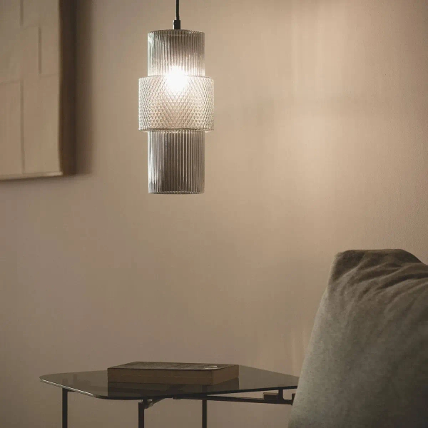 Szklana lampa wisząca Bella ABR-LWS-BELL-C nad stół nordycka szara