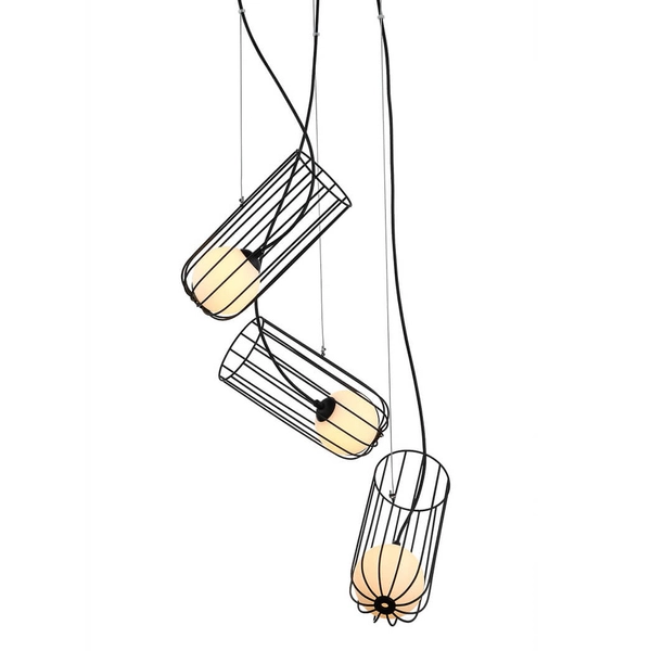 Kaskadowa lampa wisząca Coco MDM-3941/3 BK koszyk metalowa czarny biały