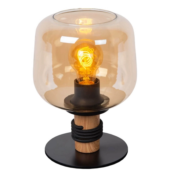 Stołowa lampka Ilona 45508/01/62 szklana czarny bursztynowy