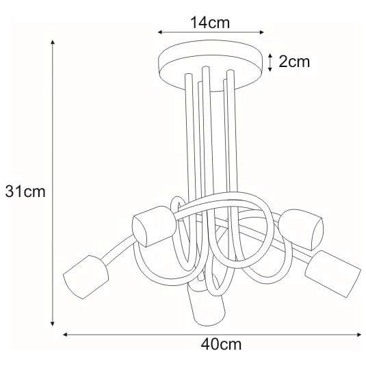 Plafon LAMPA loftowa Deze K-3621 Kaja sufitowa OPRAWA metalowe pręty sticks czarne