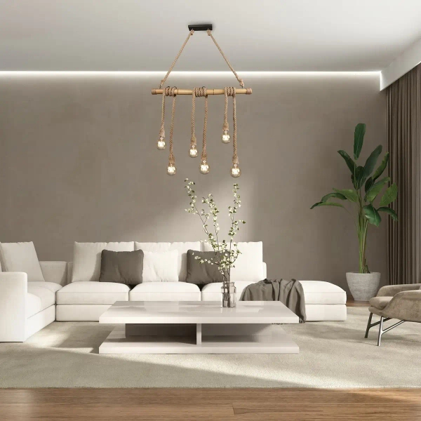 Lampa wisząca nad stół Wilma R30130626 RL Light sznurek brązowa