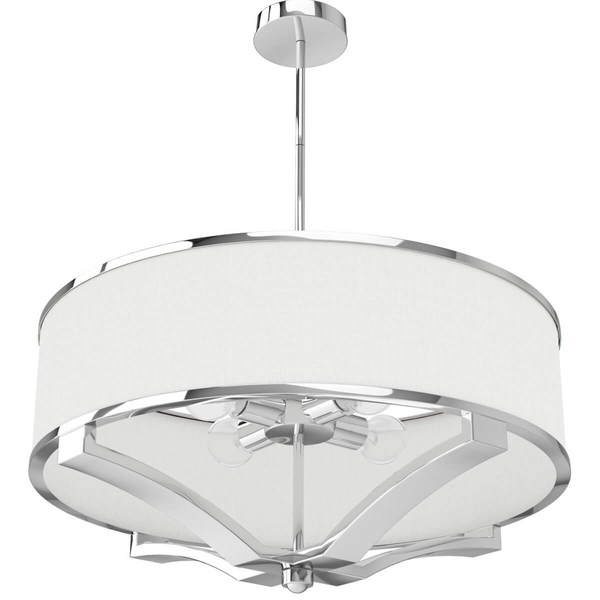 Klasyczna lampa wisząca Gerdo zwis abażurowy biały chrom
