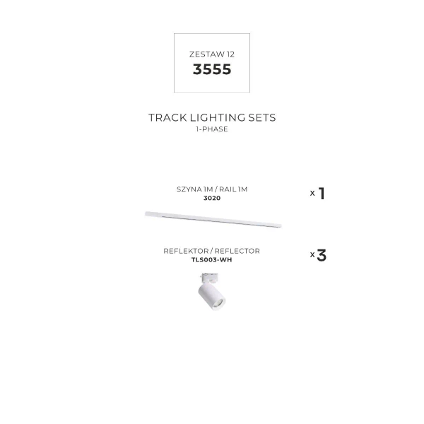 Podtynkowy zestaw szynoprzewodów 3555 jednoobwodowy biały