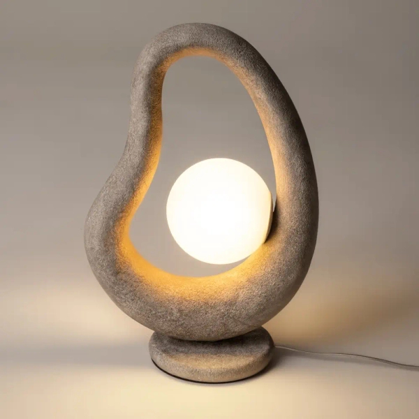 Designerska lampa stołowa Opus MOD380TL-01GR na komodę szara