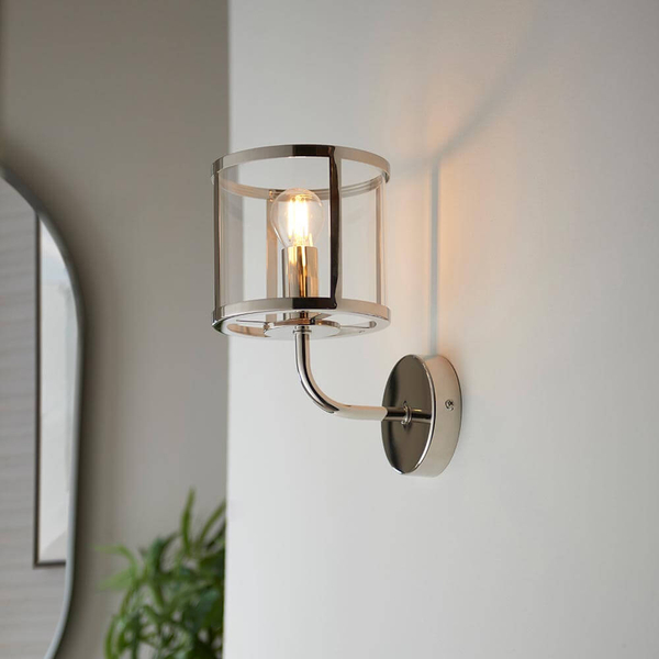 Metalowa lampa ścienna Hopton 106003 szklana nikiel