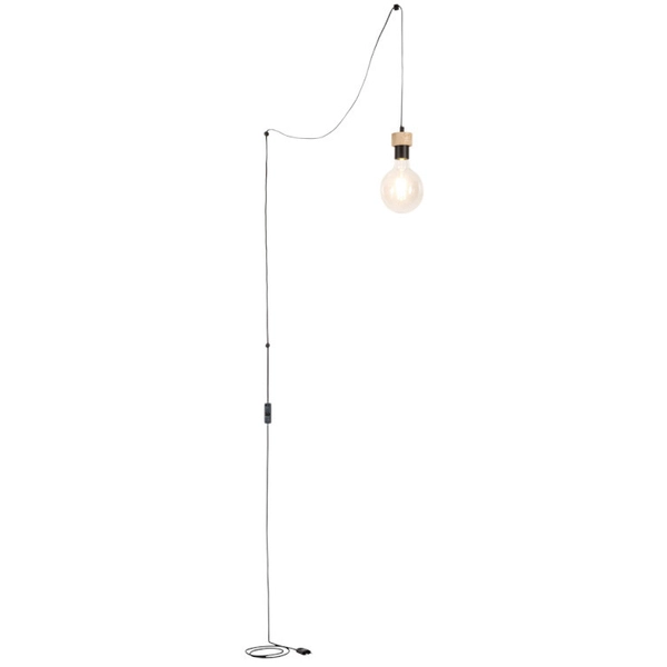 Lampa wisząca CLARTE 34814104 loftowa metalowy zwis czarny drewno