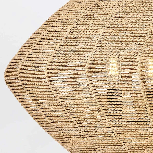 Naturalny żyrandol do salonu Luca QN-LUCA-5P-M-BK-CAM sznur brązowy