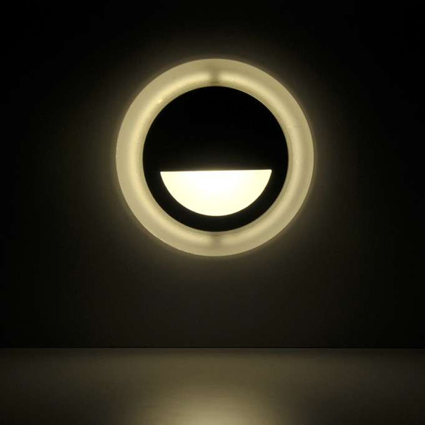 Podtynkowa LAMPA schodowa Q4 LED 313706 Polux metalowa OPRAWA okrągła LED 3W 4000K wpuszczana IP44 grafitowa