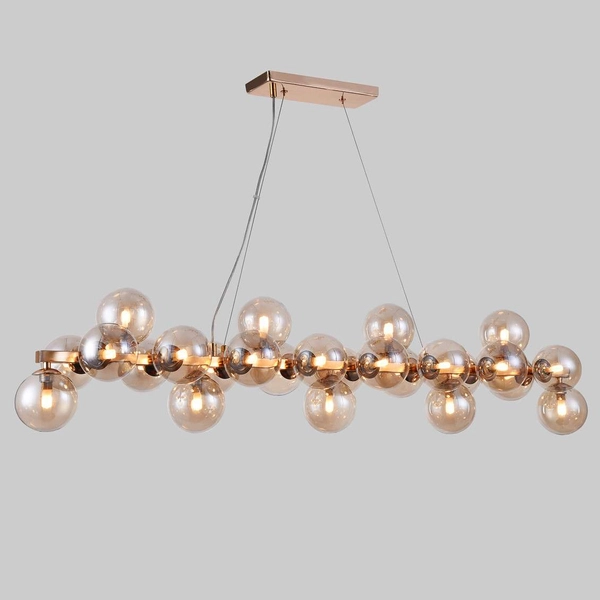 Molekułowy żyrandol CABELLA PND-5252-A-25-GD-CGN kule cumulus złote koniak