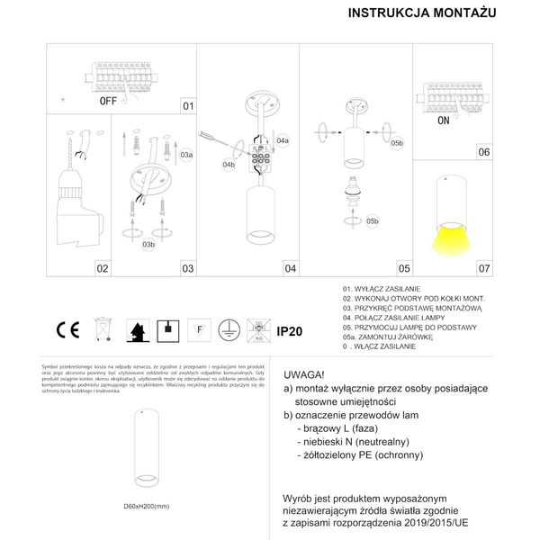 Punktowa lampa sufitowa Stala 301002002 Elkim kuchenna spot biała