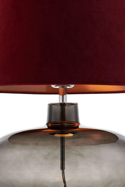 Stojąca LAMPA stołowa SAWA VELVET 41016111 Kaspa nocna LAMPKA abażurowa do sypialni miedź grafitowa bordowa