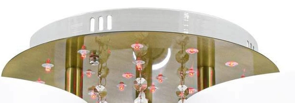 Abażurowa LAMPA sufitowa DRS8006/3 21QG Elem glamour OPRAWA z kryształkami do jadalni biała mosiądz