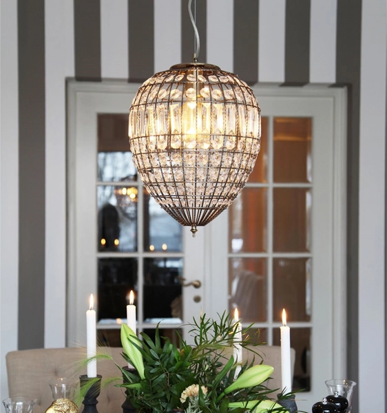 Wisząca lampa ażurowa Amadeus zwis glamour z kryształkami