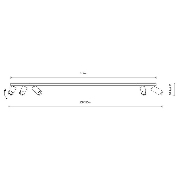 Lampa sufitowa na listwie Fourty 11435 tuby regulowane biała
