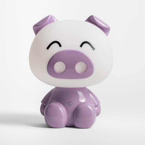 Lampka stołowa Pig KDR-603B-PE 3W 4000K ŚWINKA animals biała fioletowa