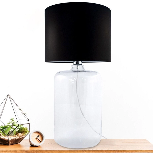 Szklana lampa stołowa AMARSA 5507BK abażurowa czarna przezroczysta
