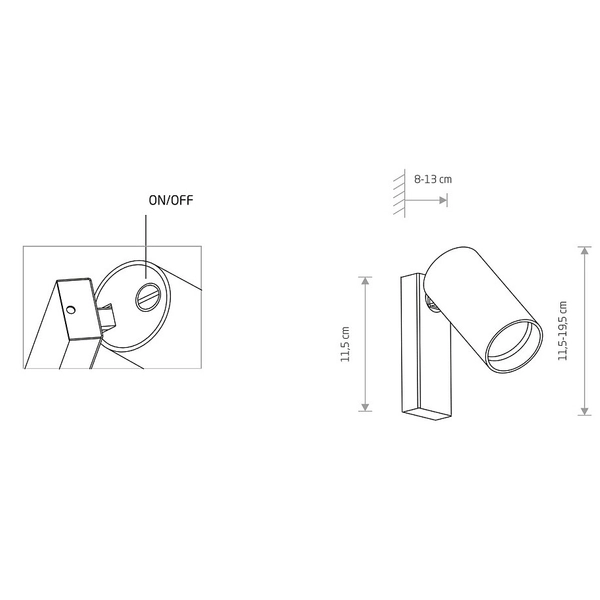 Regulowany kinkiet metalowy Mono 7780 do czytania czarny złoty