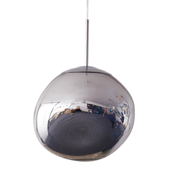 Połyskująca lampa wisząca GLAM MP-1239-380 chrome bańka ognista srebrna